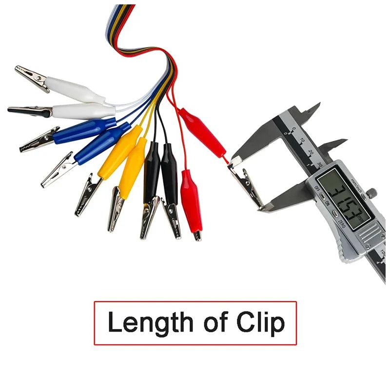10Pin Alligator Clip Jumper Wire - 20cm Male Female Dupont Test Cable for Arduino, Microbit and LED Projects