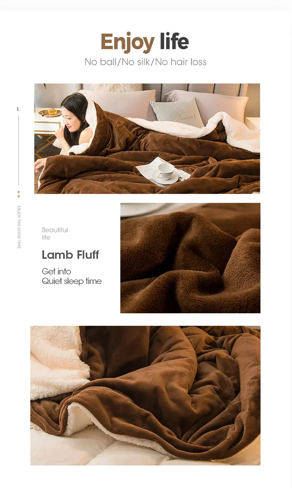 Wool Throw Blanket – Double-Sided Warm Winter Bedspread for Queen Beds & Camping