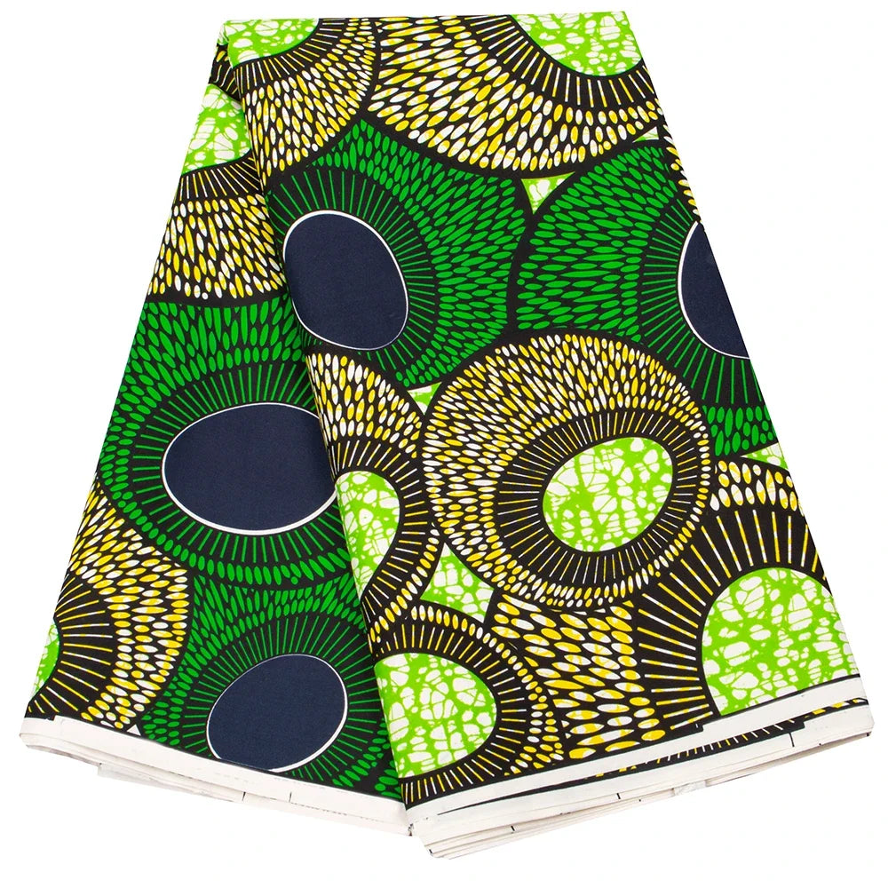 Ankara African Leaf Print Fabric - Real Wax Patchwork Sewing, Craft & DIY Textile Material