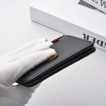 Ultra Thin Mini Leather Wallet - Soft PU Credit Card Holder Vertical Short Wallet for Men