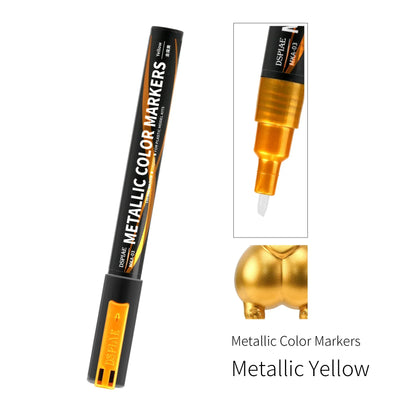 DSPIAE MKA Super Metallic Brush Pen – 12 Water-Based Colors with Soft Tip for Gundam & Mecha Model DIY Hobby