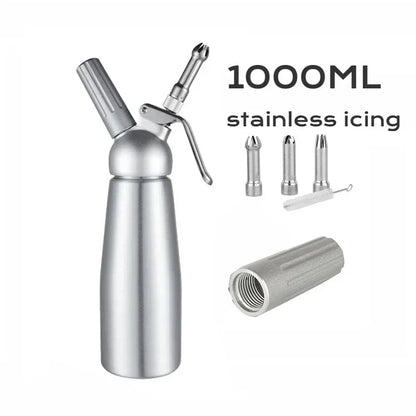 Whipped Cream Dispenser 17oz/34oz - 500/1000ml Cake Piping Siphon Bottle for Desserts & Cream
