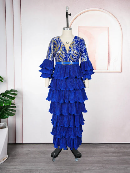 Plus Size African Party Dress - 2026 Dashiki Ankara Sequin Maxi Gown for Weddings, Evening Parties & Muslim Events