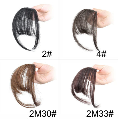 Synthetic Invisible Air Bangs Hair Extensions – Fake Front Fringe Hairpiece, Black & Brown Clip-In Bangs for Women