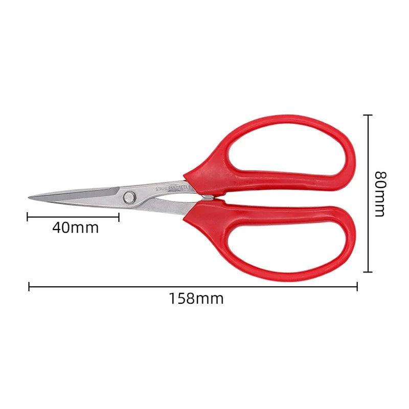 Stainless Steel Fruit Scissors - Red Handle Grape Clippers and Pruning Shears for Bonsai Gardening Tools