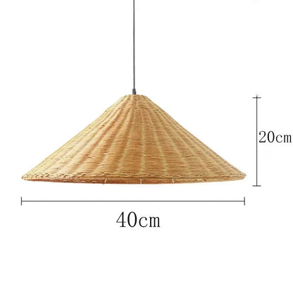 Vintage Rattan Pendant Light - Handwoven Wicker Ceiling Hanging Lamp for Dining Room & Kitchen Decor