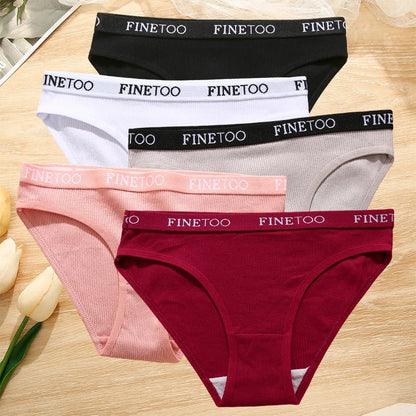 5-Pack Women’s Cotton Panties – Sexy Comfort Briefs with Letter Print & Waistband (M-XXL)