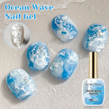 NICOLE DAIRY Bubble Ocean Wave Gel Nail Polish 15ml - White Summer UV LED Soak Off Nail Art Manicure Varnish