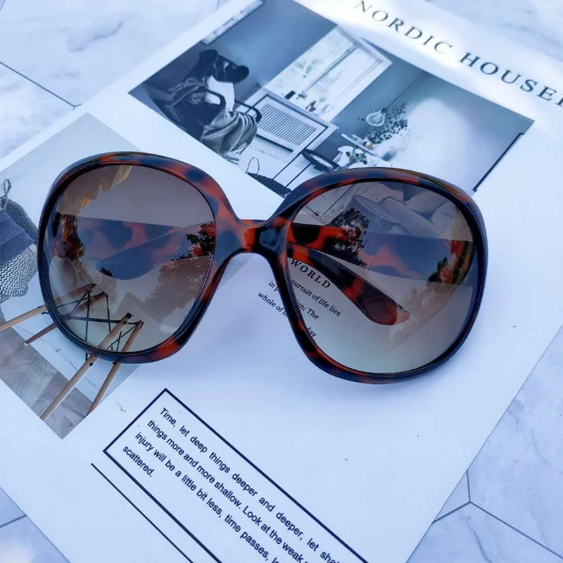 Large Round Frame Fashion Sunglasses - Women’s UV400 Outdoor Driving Eyewear Stylish Circular Sun Glasses