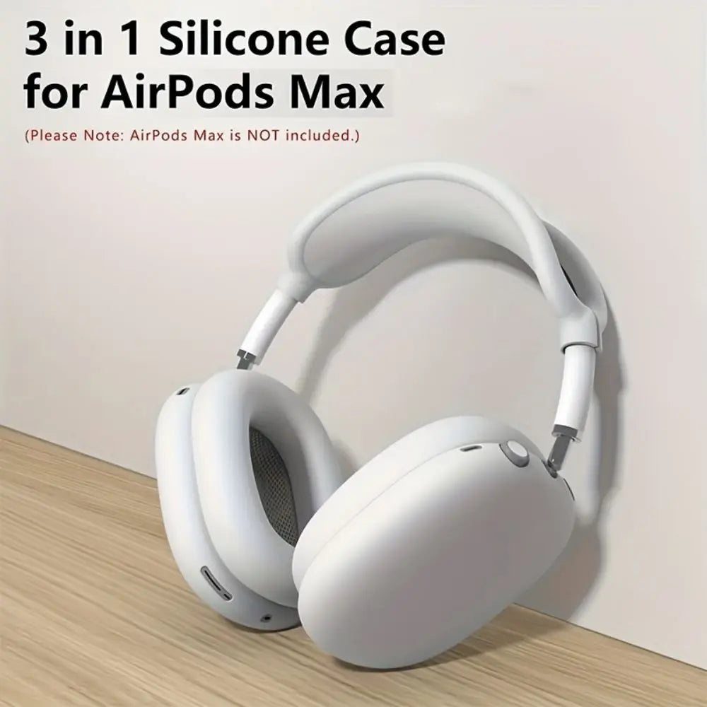 3-in-1 Silicone AirPods Max Case - Soft Shockproof Anti-Scratch Headphone Protector Cover
