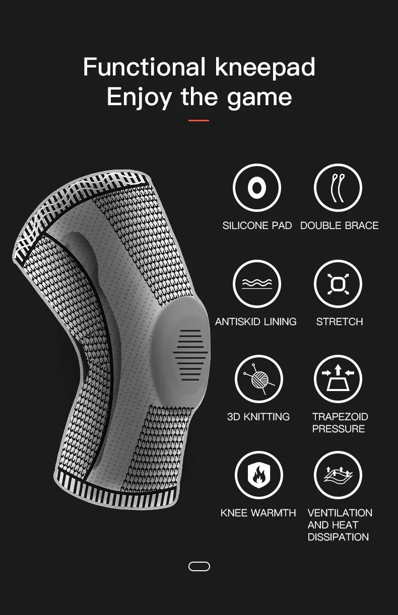 Silicone Knee Pads Strap – Patella & Meniscus Support Compression Brace for Running and Sports