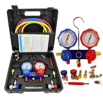 3-Way AC Manifold Gauge Set - HVAC Refrigerant Charging & Diagnostic Tool for R410A R22 R404A R134A