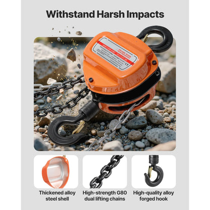 SucceBuy Manual Chain Hoist - G80 Galvanized Chain Block Pulley Hoist for Garage Lifting