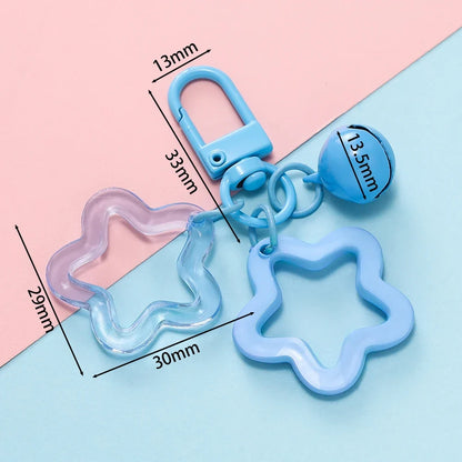 Hollow Star Bell Charm Keychain - Colorful Acrylic Bead Pendant for Bags, Lanyards & Jewelry Making Accessories