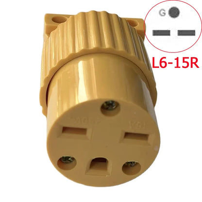US Industrial Locking Power Plug - 15A L5-15 and L6-15 Male Female 3-Pole Wiring Connector Socket Type B Yellow