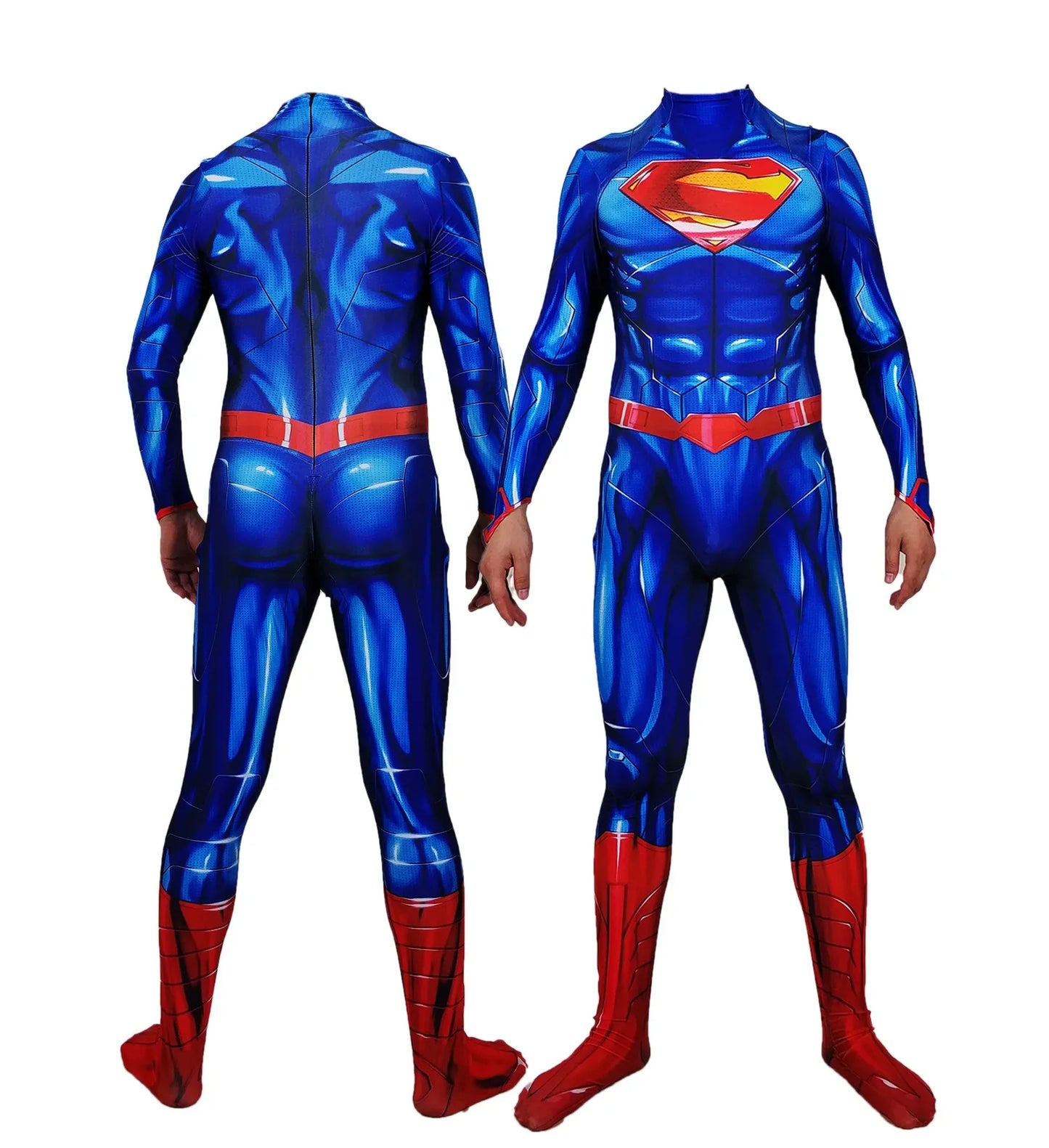 Adults Superman Man of Steel Cosplay Zentai Suit – Superhero Halloween Bodysuit Party Jumpsuit