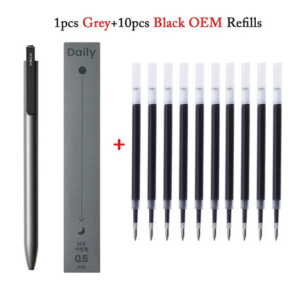 KACO Metal Clip Gel Pen - 0.5mm Black Ink Quick Dry Signature Pen with 800M Smooth Writing Capacity