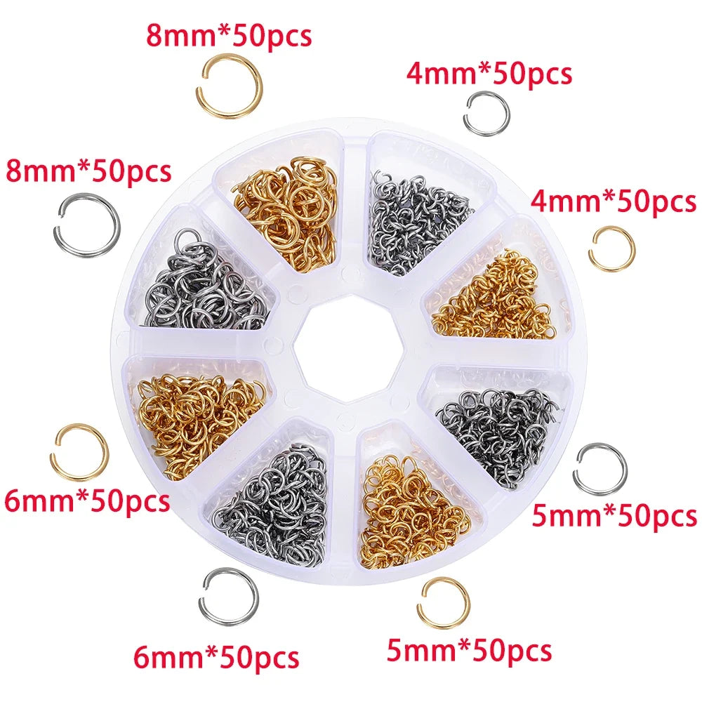 210-400Pcs Jewelry Making Kit - Lobster Clasps Jump Rings Crimp Beads Findings for DIY Bracelets & Necklaces