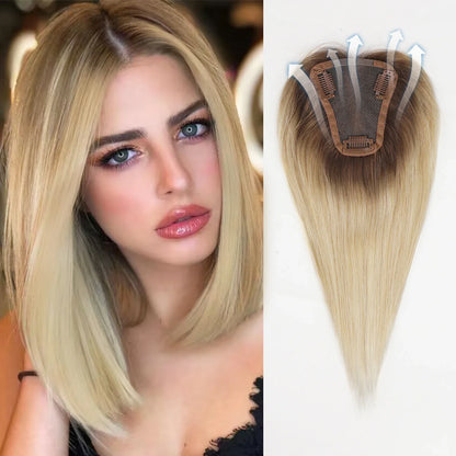 Synthetic Hair Topper with Bangs – Clip-in Hair Extensions for Women, Increase Volume, Cover White Hair & Hairline