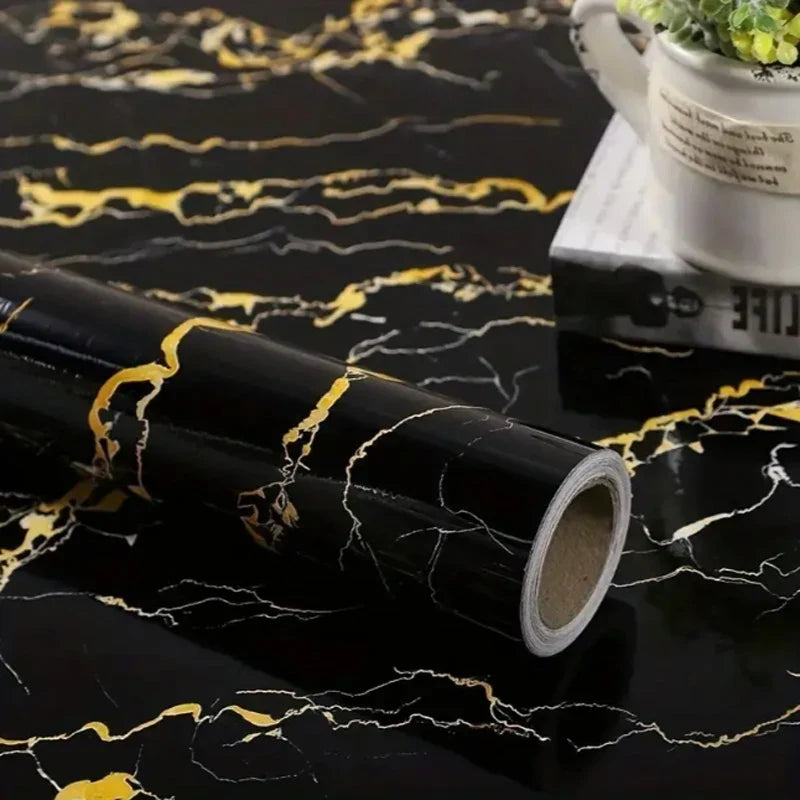 40cm PVC Marble Wall Sticker - Waterproof Oil-Resistant Self-Adhesive Kitchen Decor