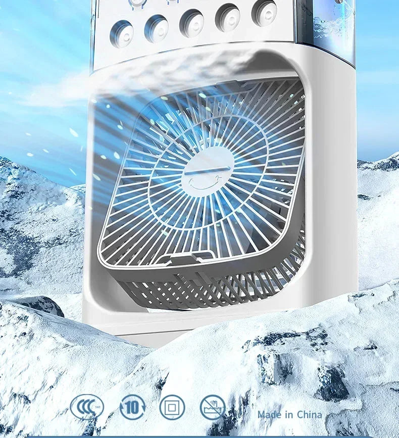 3-in-1 Portable Air Cooler – Household Mini Fan with LED Night Light, Humidifier, and Adjustable Air for Home and Office