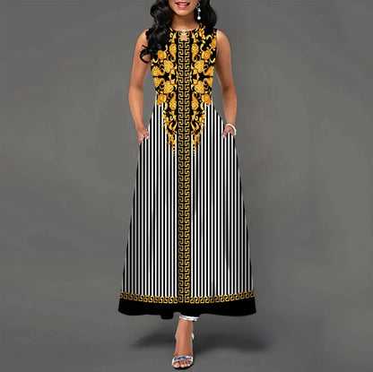 Women’s Loose Floral Vintage Maxi Dress – Ruffled Summer Party Camis, Elegant Big & Large Size Dress