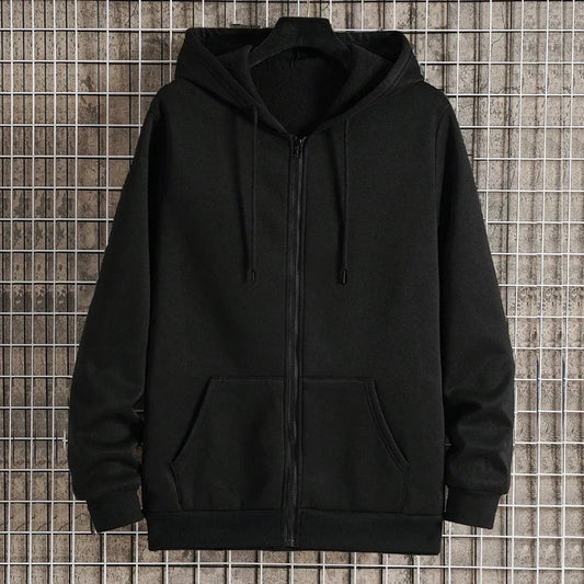 Men’s Fleece Zip-Up Hoodie – Classic Casual Zipper Jacket for Running | Y2K Hip Hop Streetwear