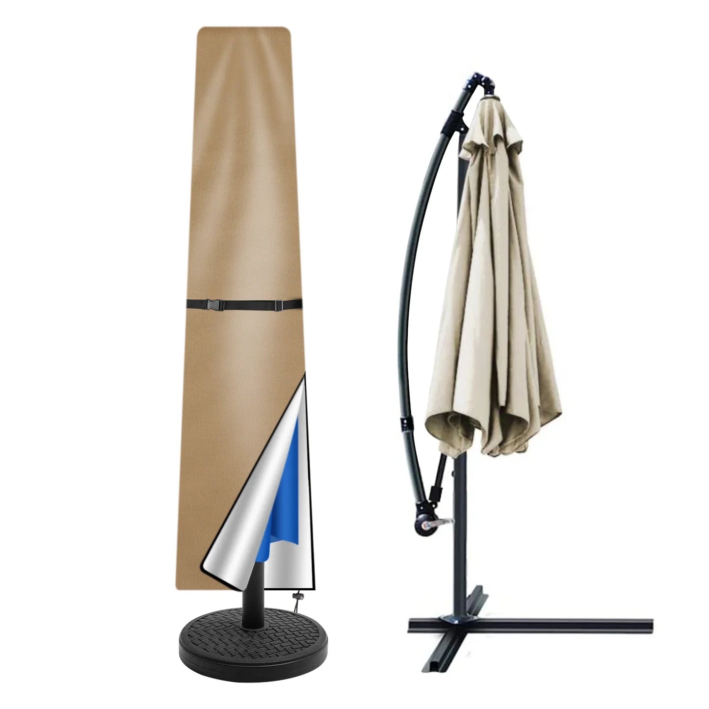 Waterproof Oxford Cloth Patio Umbrella Cover – UV Resistant, Windproof Outdoor Parasol Protector with Zipper & Pole for Garden Use