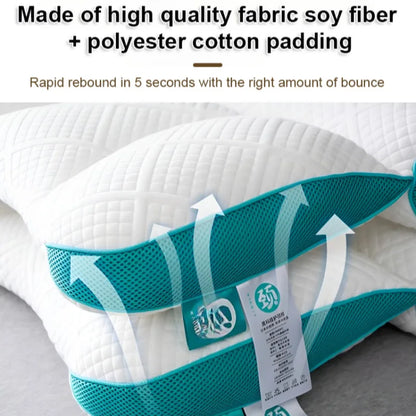 Sleep Neck Care Pillow – Zoning Design Low Pillow for Adults, Washable Knitted Pillow Core for Home & Hotel Use
