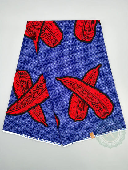 Guaranteed Original African Wax Fabric - 100% Cotton Real Ankara Print 6 Yards for Wedding Dresses & Sewing