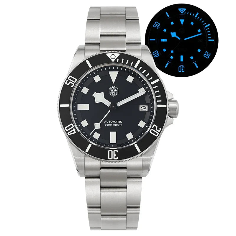 San Martin SN0121T Titanium Diving Watch – NH35 Automatic Movement, Grade 2 Titanium, 120-Click Bezel, 300M Waterproof Wristwatch