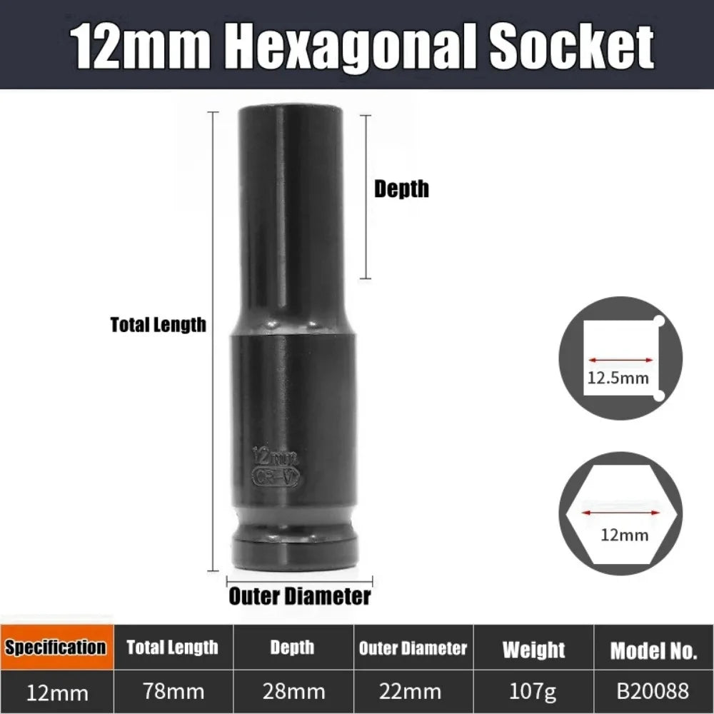 1/2-Inch Drive Impact Socket Set - 10-Piece 6-Point Metric Carbon Steel Sockets with Storage Case
