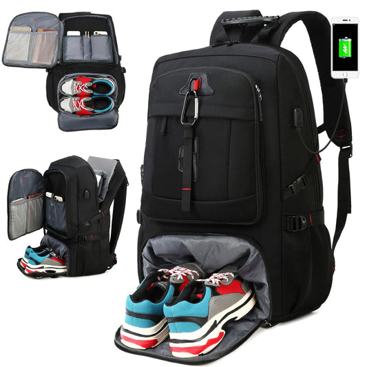 Men's 50L Waterproof Travel Backpack | Large Capacity Hiking and Camping Backpack | Carrying Bag with Shoe Compartment