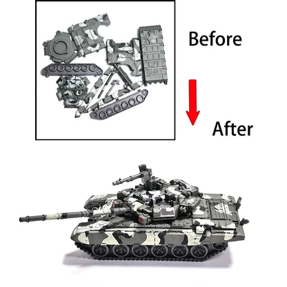 Military Building Blocks Set - F-22 F-14 Fighter Jets & Leopard 2A7 M1A2 T-90 Tank Model Toys for Boys Gifts