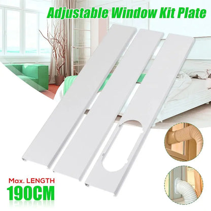 1/2PCS Adjustable Portable AC Window Kit – Slide Plate & Exhaust Hose Connector with Wind Shield Adapter