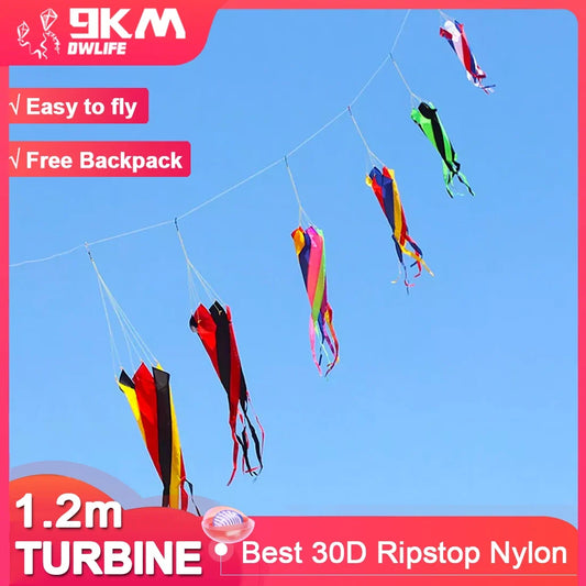 1.2M Spinner Windsock Kite - Soft Inflatable Turbine Line Decoration with Carry Bag