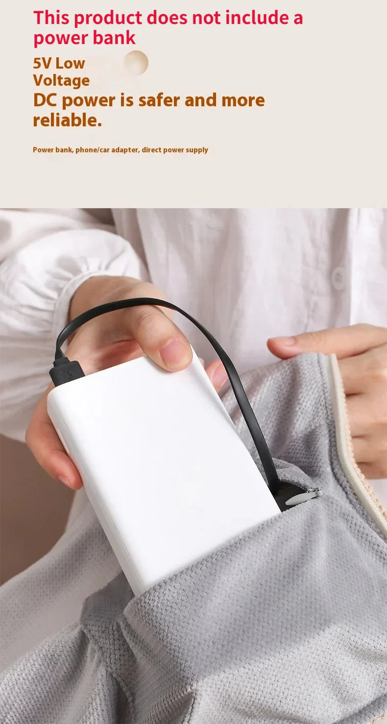 USB Electric Wearable Heated Blanket – Washable Warmer with 3 Adjustable Temperature Levels for Women