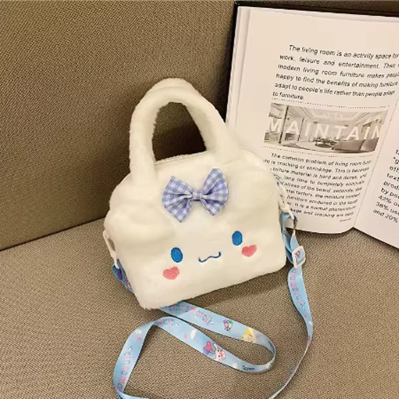 Sanrio Kawaii Plush Bag – Kuromi, Cinnamoroll & My Melody Cosmetic & Travel Handbag for Girls