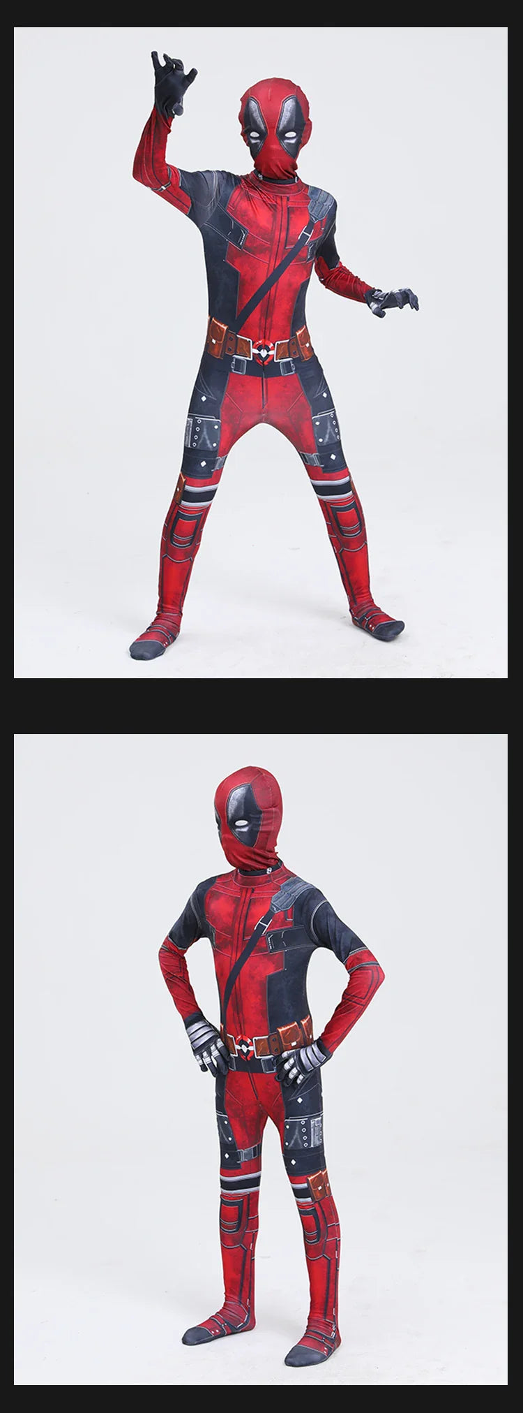 Deadpool Cosplay Costume for Kids – Superhero Roleplay Outfit with Headgear & Gloves, Halloween Party Suit