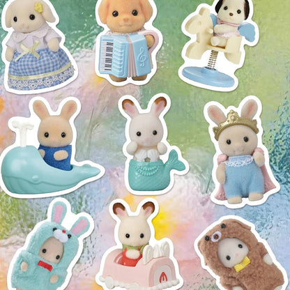 55/110/165PCS Cute Cartoon Sticker Set - Calico Critters Style Notebook, Skateboard & Luggage Decorations