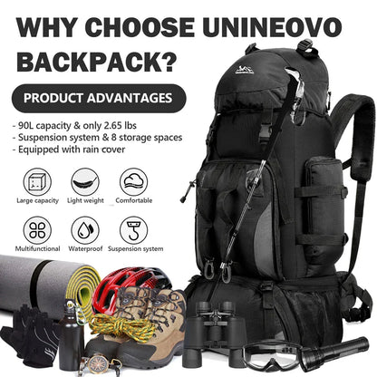 90L Waterproof Hiking Backpack – Large Capacity Trekking Rucksack for Camping, Travel & Outdoor Sports Equipment for Men