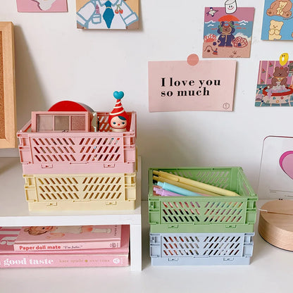 Mr.Paper 6-Style Plastic Stationery Organizer – Stackable, Foldable Desk Holder for Students and Office Supplies