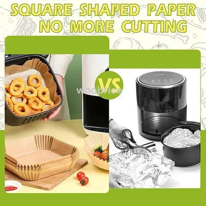 Disposable Air Fryer Liners Non-Stick Parchment Baking Paper for Air Frying, Roasting & Microwave Use