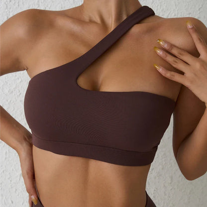 One Shoulder Sports Bra for Women – DIAS FIT JOY Sexy Yoga Fitness Training Bra with Detachable Beauty Back Design