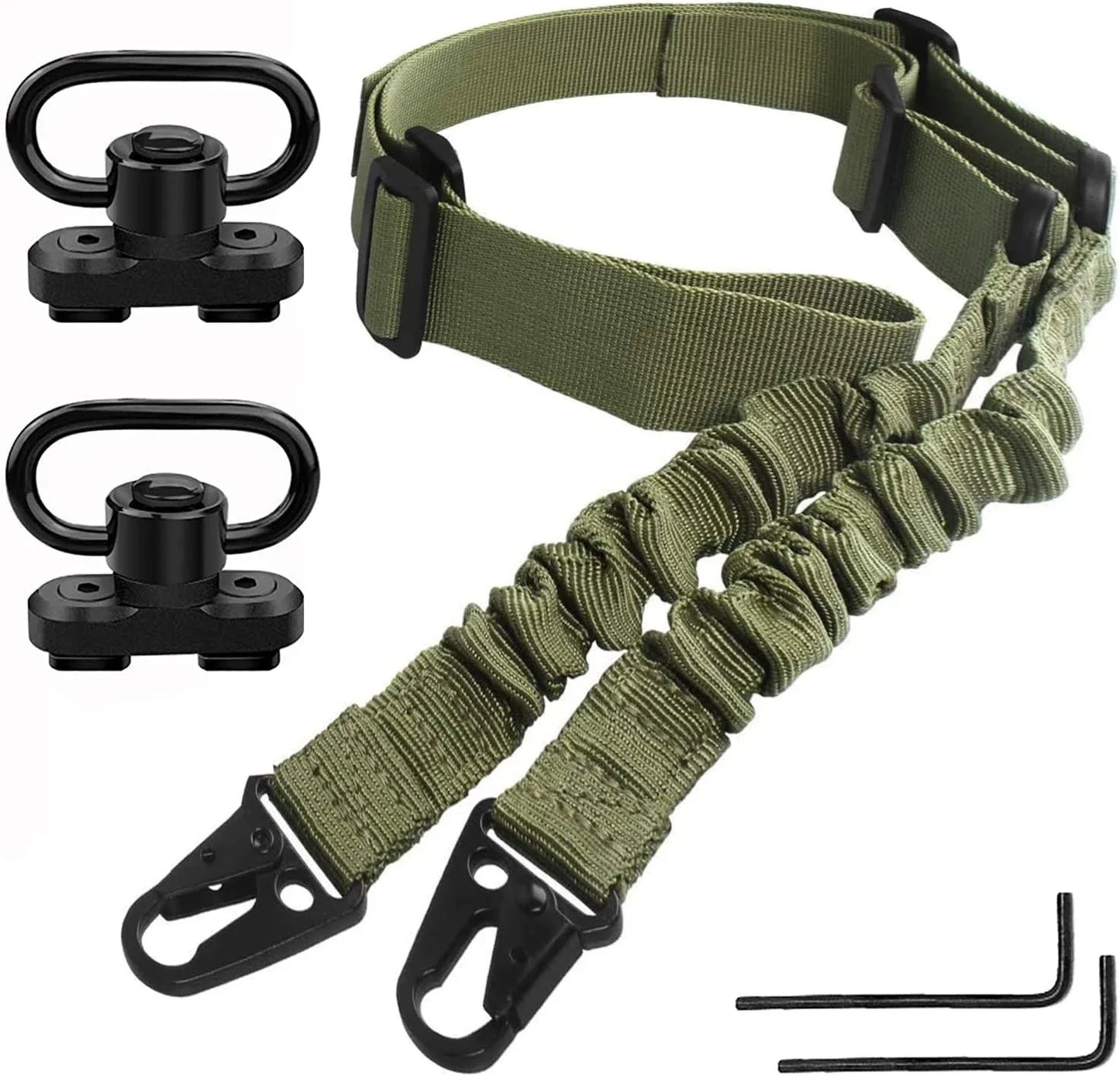 2-Point Extra Long Rifle Sling – Adjustable Gun Strap with Metal Hook QD for Outdoor Sports