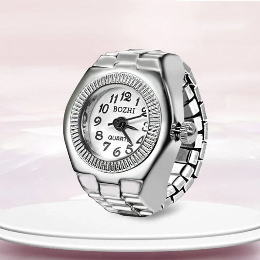 Creative Ring Watch - Alloy Finger Ring with Circular Dial for Men & Women