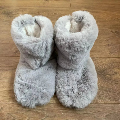 Women’s Winter Slipper Boots – Warm Plush Fur Indoor Flat Fuzzy House Shoes & Slides