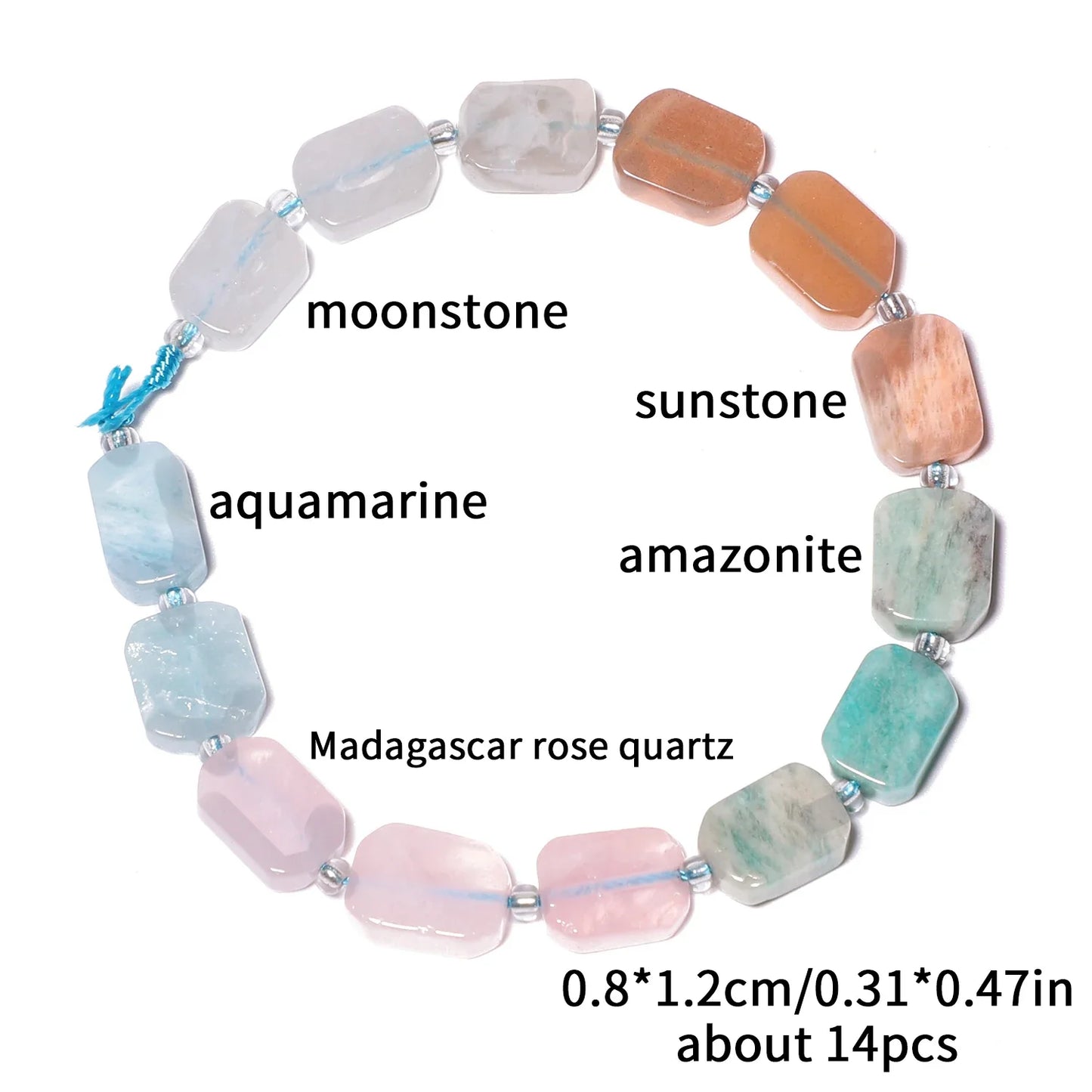 Natural Gemstone Rectangle Beads - 8x12mm Amethyst Citrine Lapis Lazuli Spacer Beads for DIY Jewelry Making & Bracelets