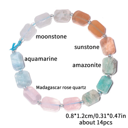 Natural Gemstone Rectangle Beads - 8x12mm Amethyst Citrine Lapis Lazuli Spacer Beads for DIY Jewelry Making & Bracelets