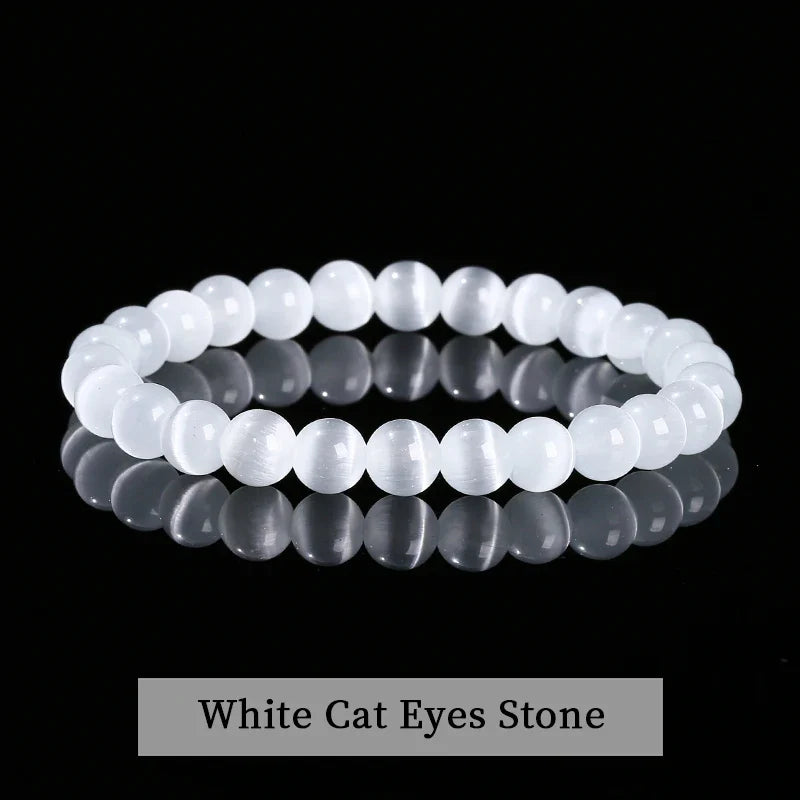 Natural Stone Beaded Bracelet - Obsidian, Fluorite & Quartz Healing Stretch Jewelry for Men & Women